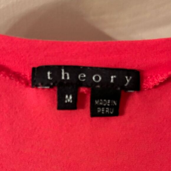 THEORY SIZE MEDIUM WATERMELON PINK SLEEVELESS V NECK TEE CAP SLEEVE - Picture 5 of 6